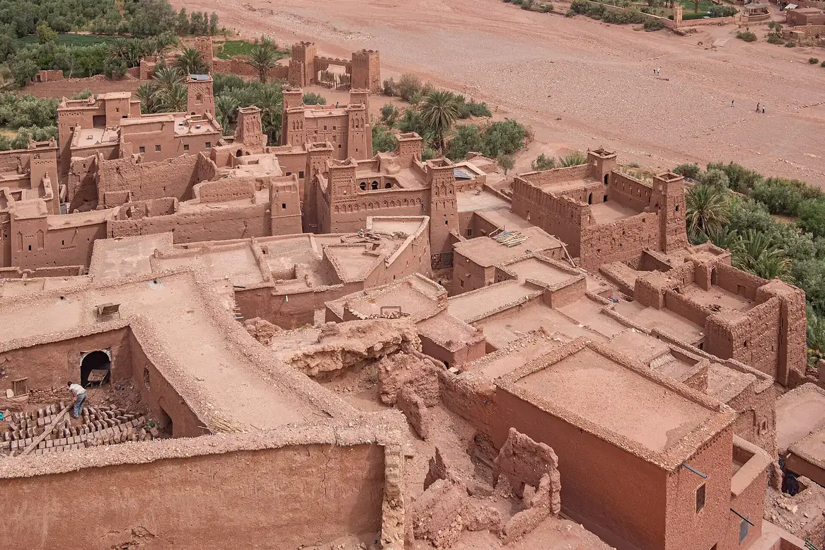 Mud-brick walls inside the ksar of Aït Ben Haddou