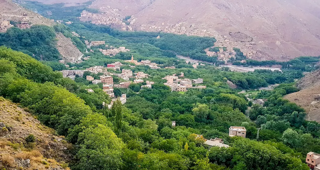 Green valley around Imlil in the High Atlas