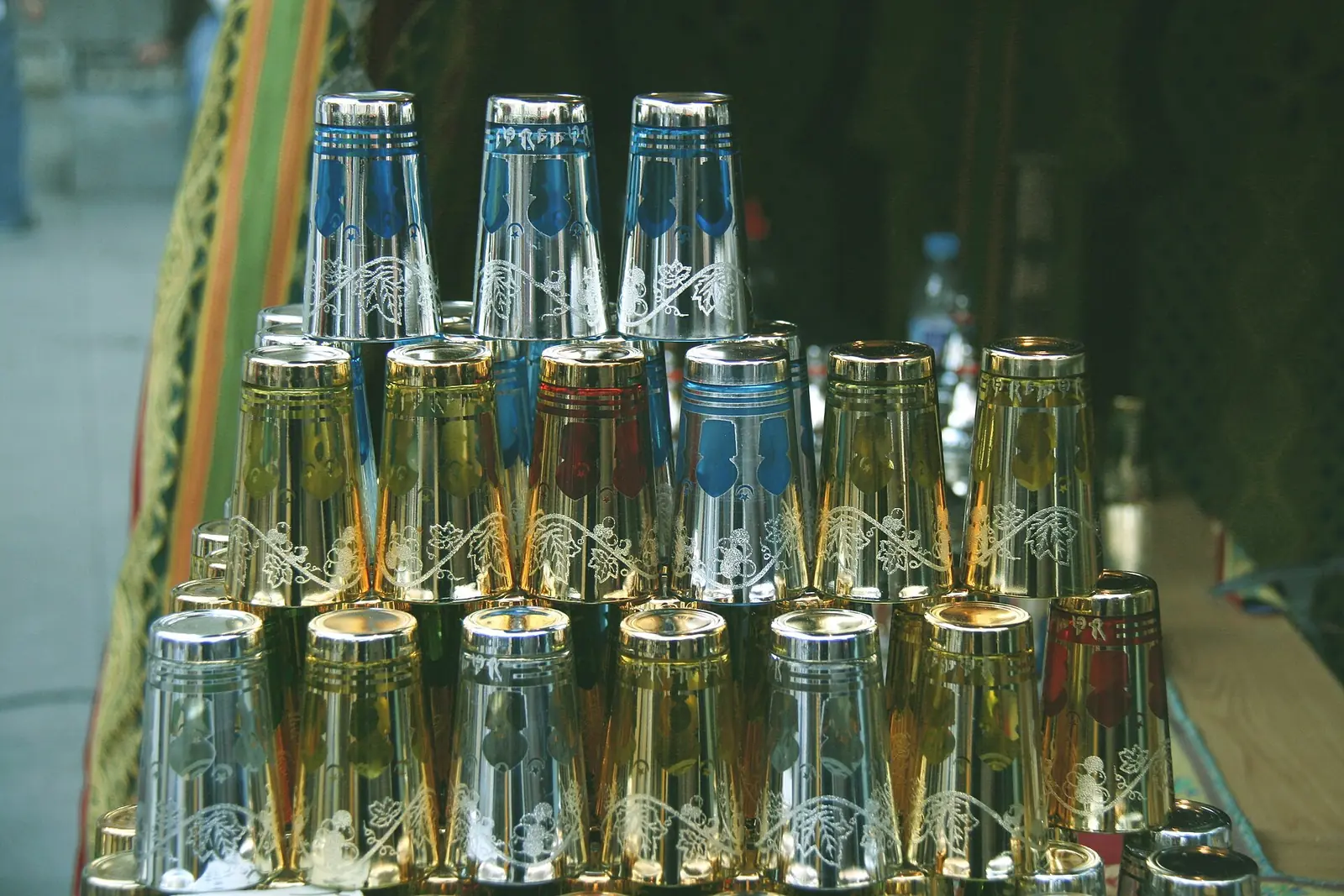 Colourful Moroccan tea glasses
