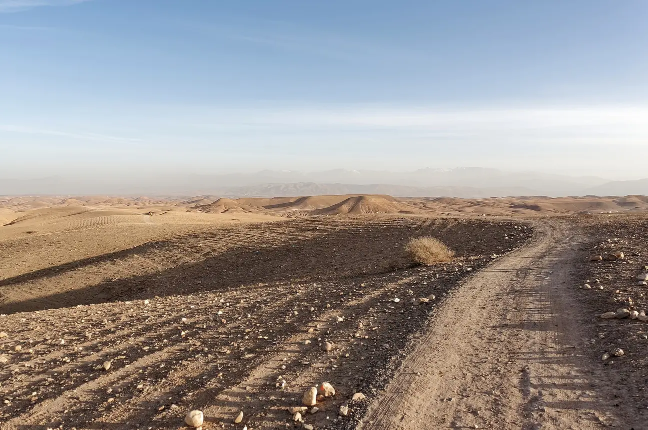 Golden hour over the Agafay Desert