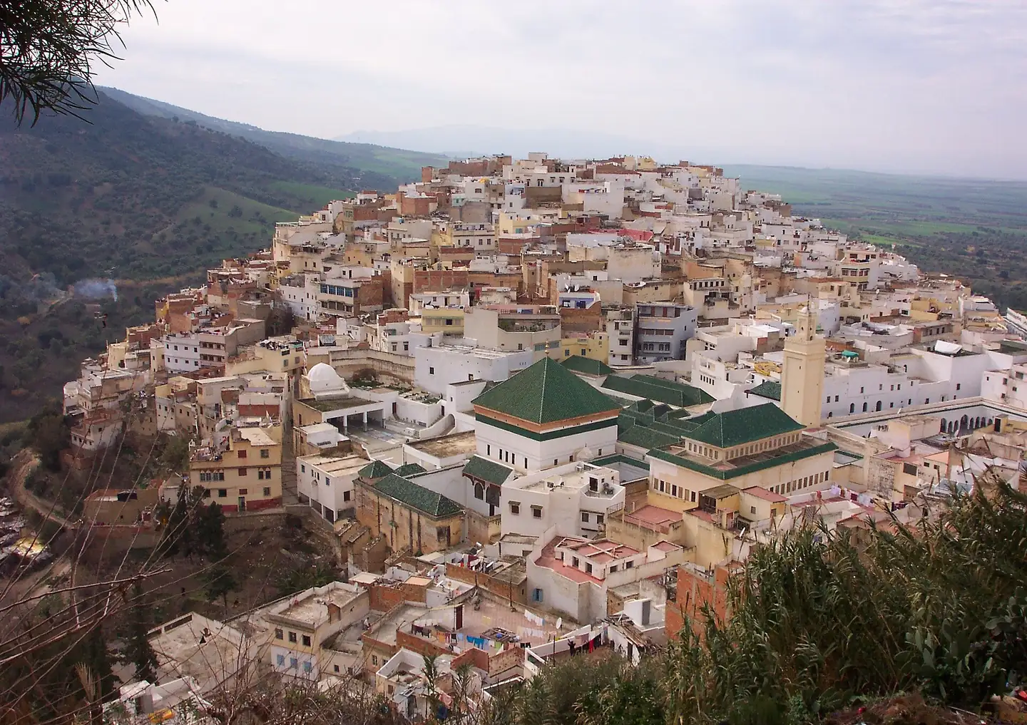 Town rooftops and green-tiled roofs, Moulay Idriss Zerhoun