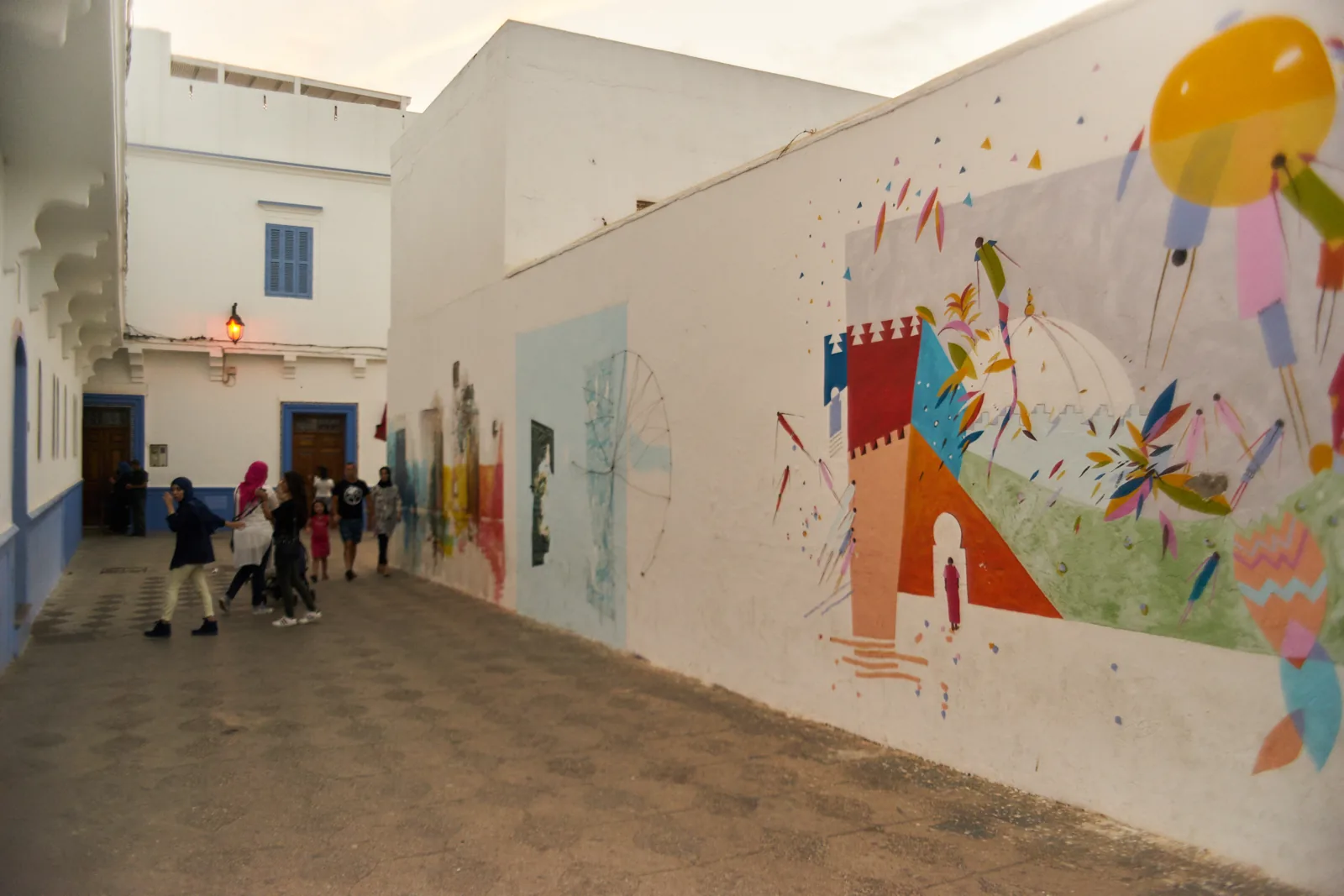 Painted mural on a wall in Asilah