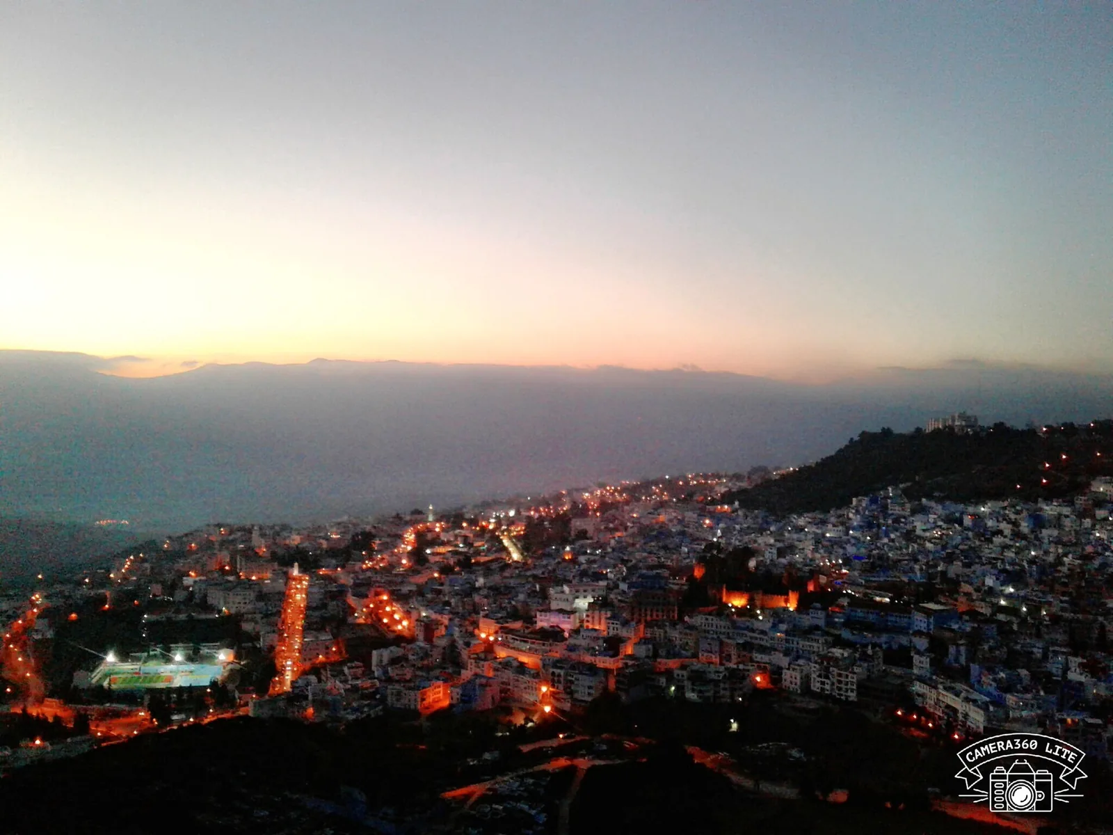 City lights of Chefchaouen at dusk