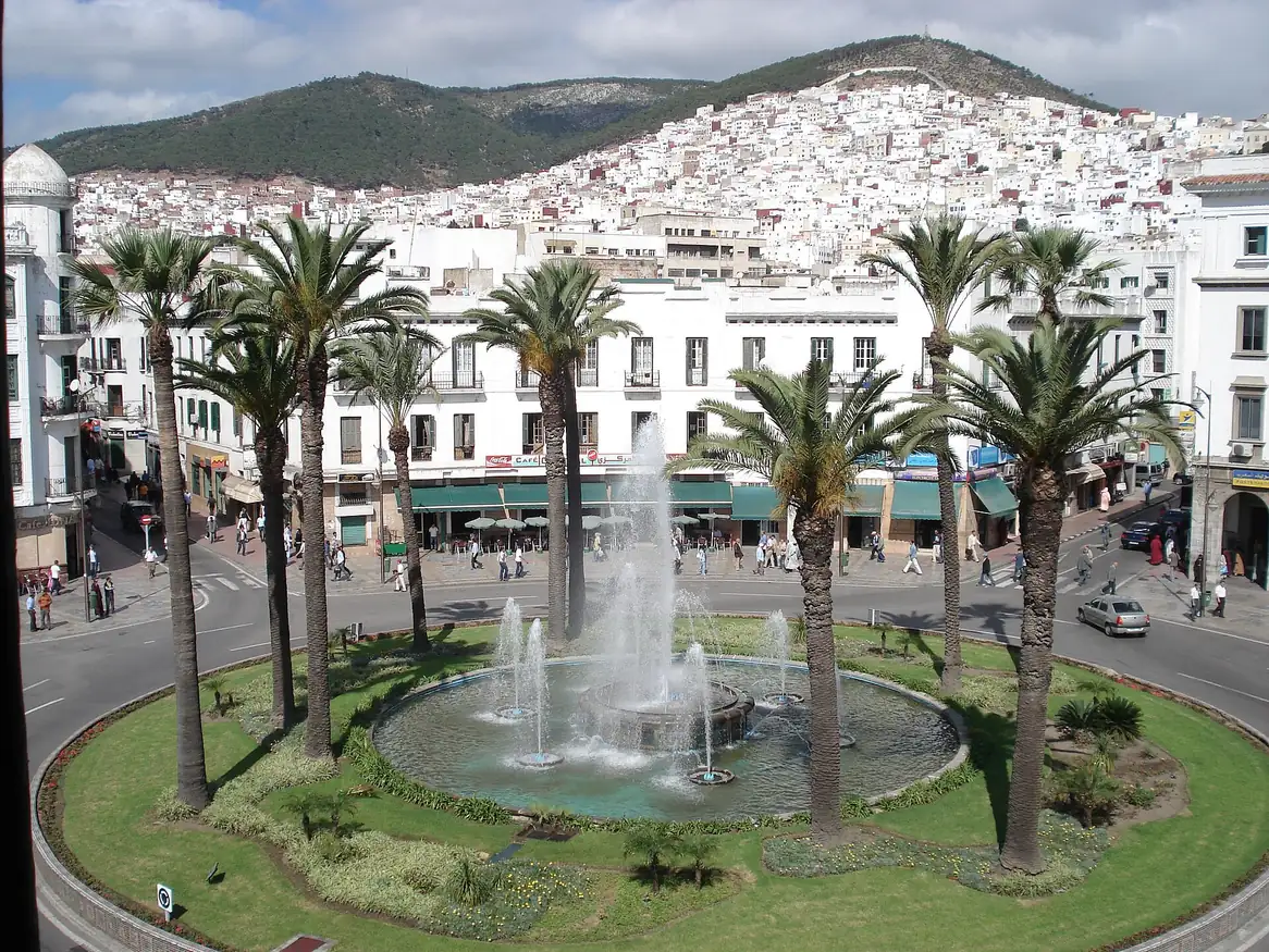 Square with Spanish-era buildings, Tetouan