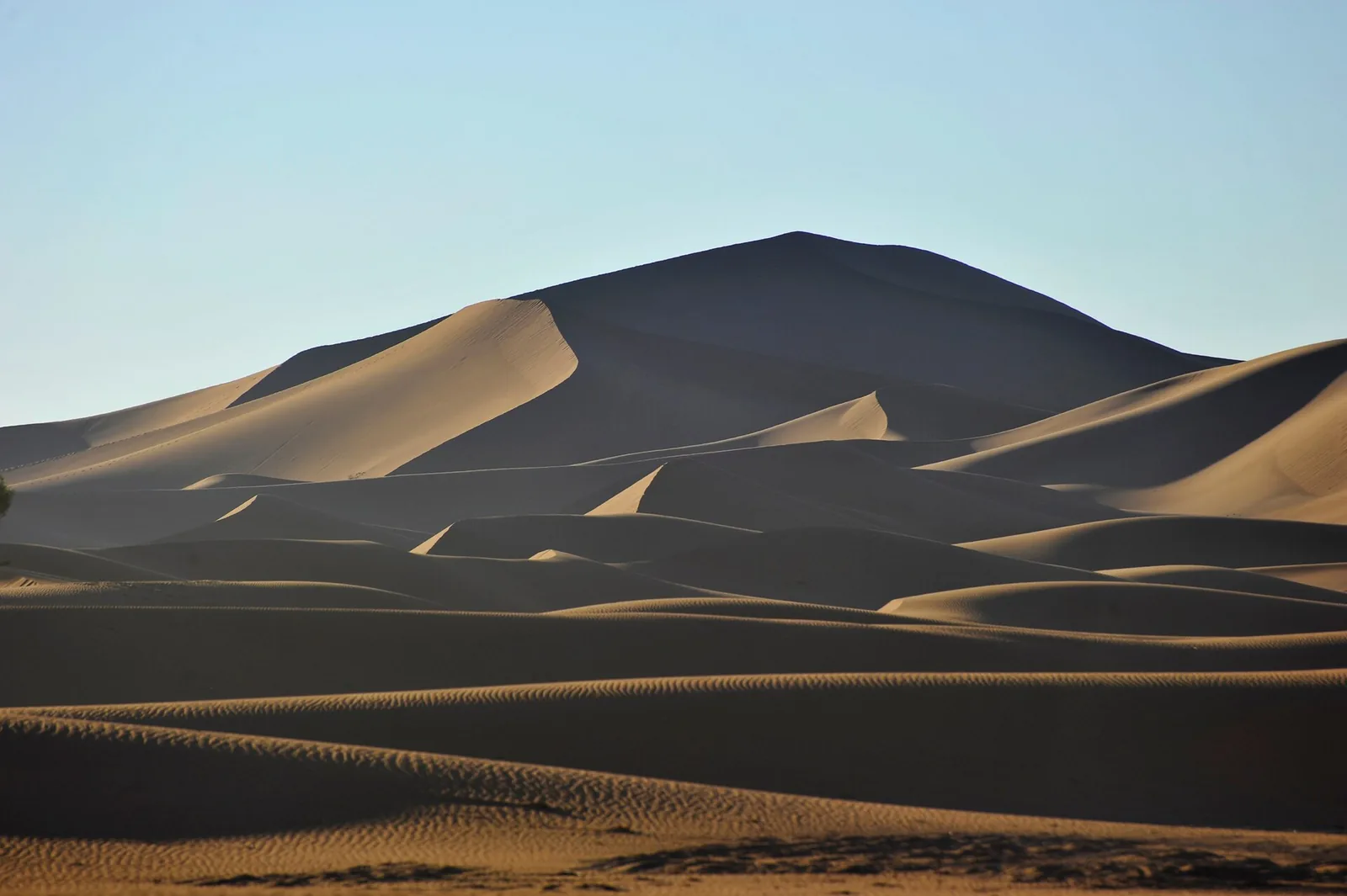 Crest of a high dune, Erg Chigaga Dunes
