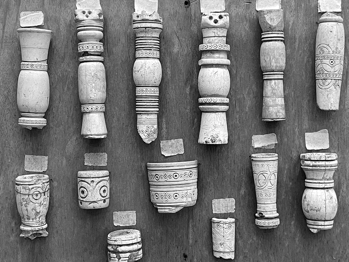 Ancient ceramic pipes on display, Tetouan Archaeological Museum
