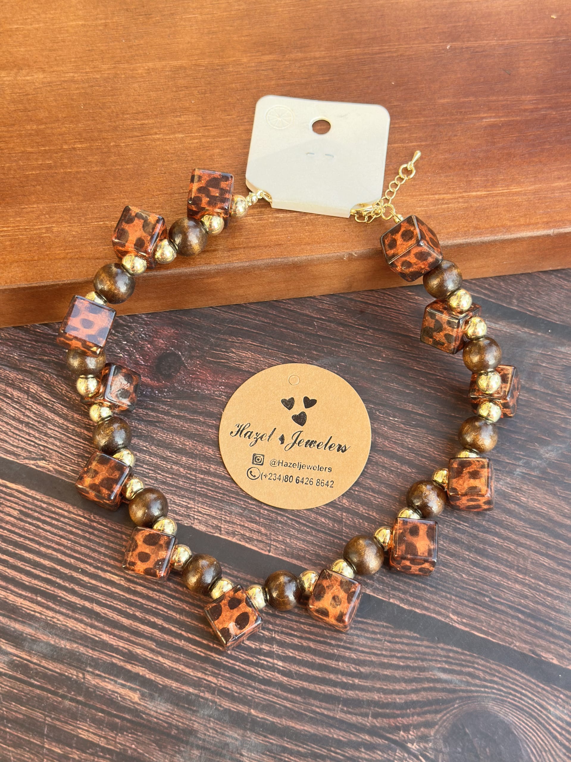 Leopard Print Docona Fashion Resin Necklace