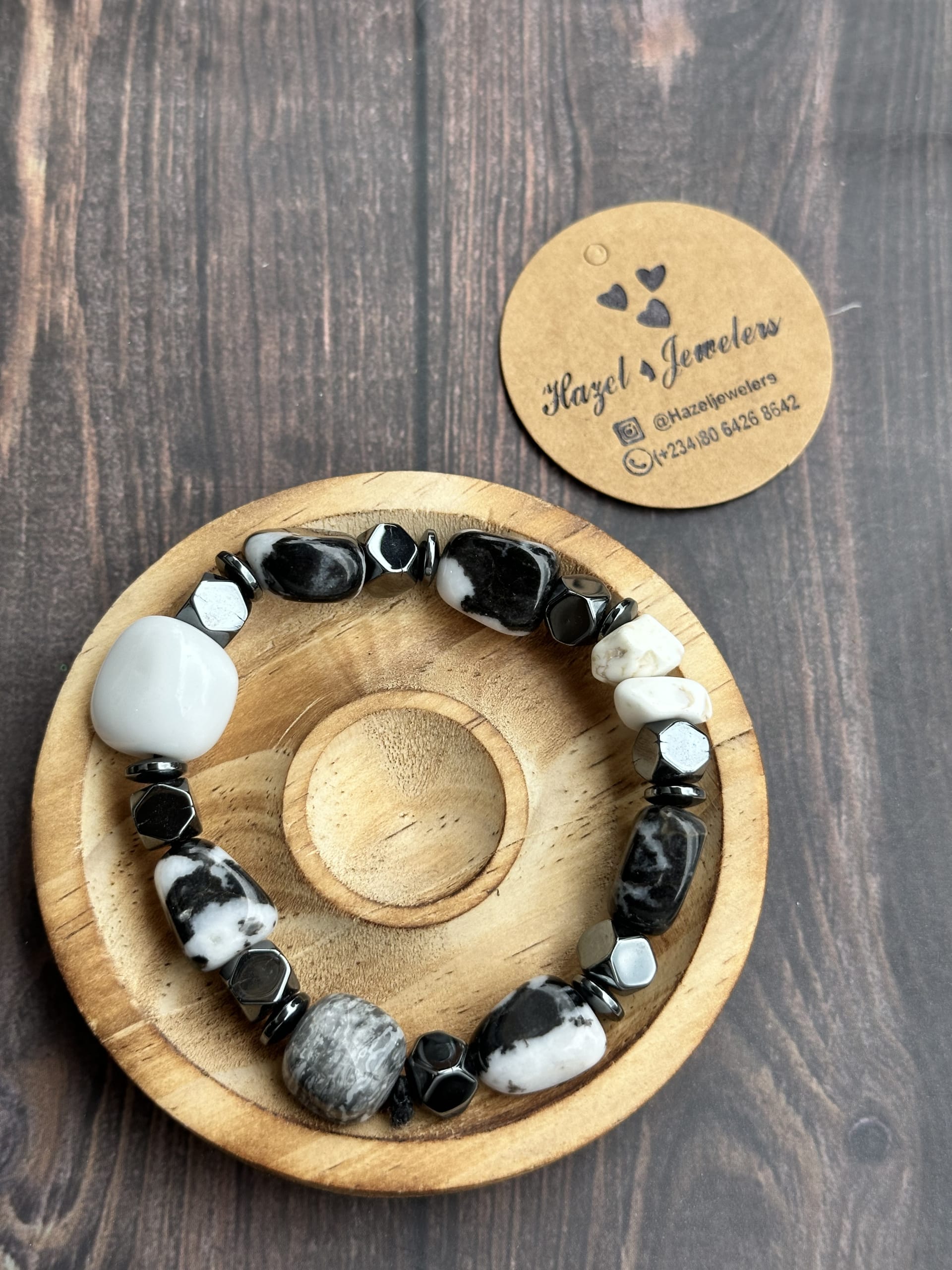 Orca Agate Stretch Bead Bracelet