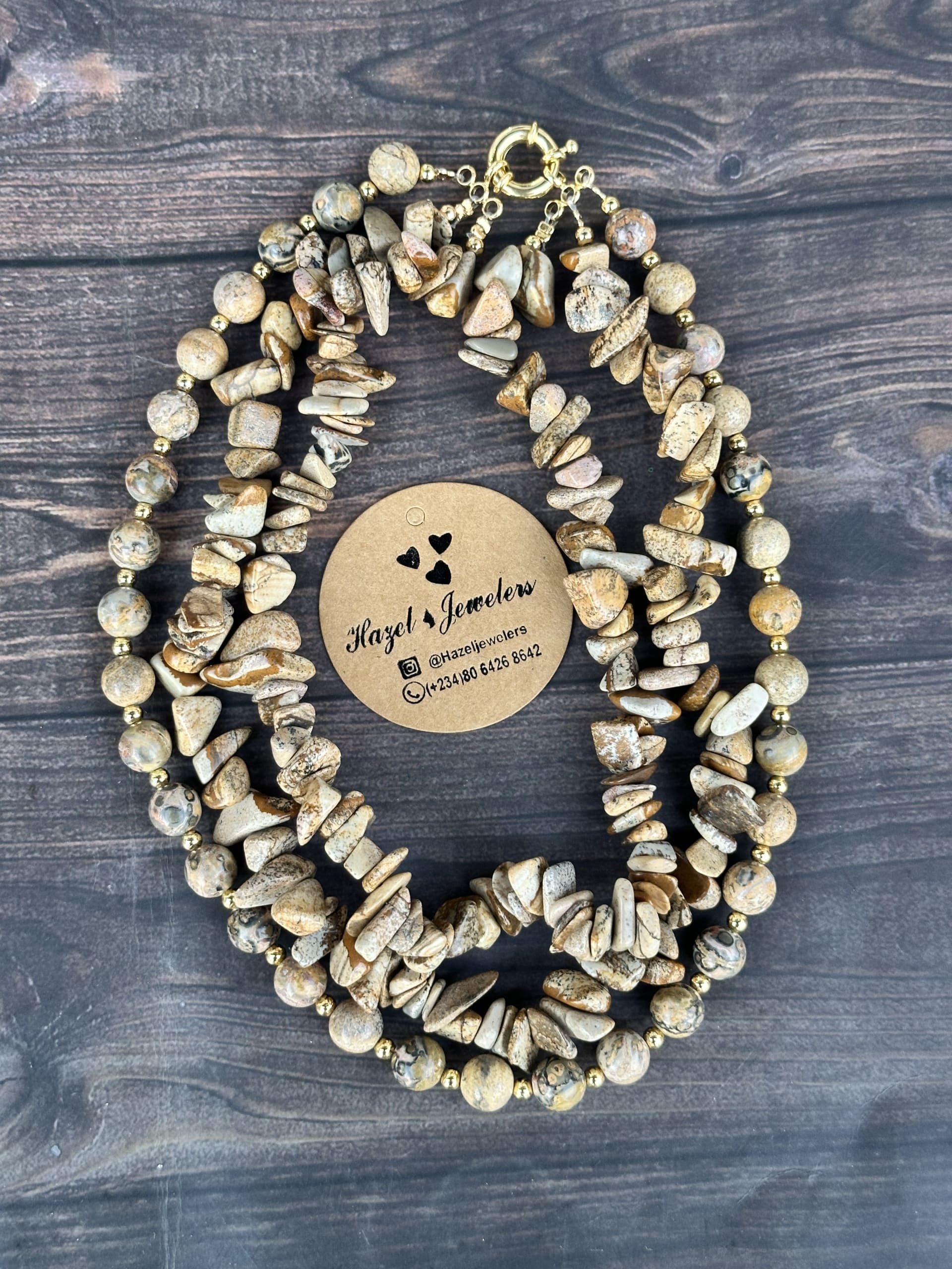 Jasper Chip, Stone and Bead Necklace