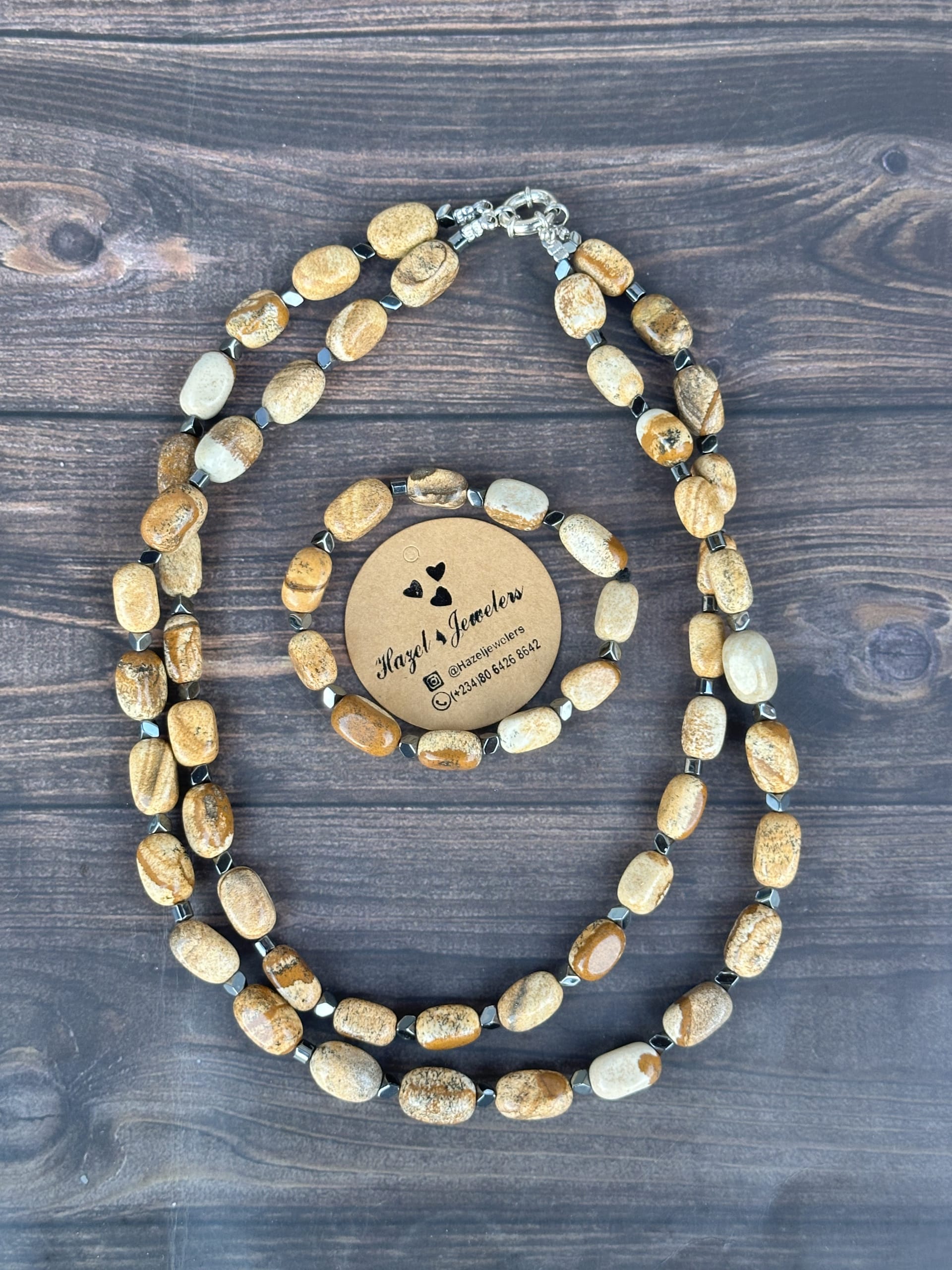 Handcrafted Tulsi Bead Necklace and Bracelet