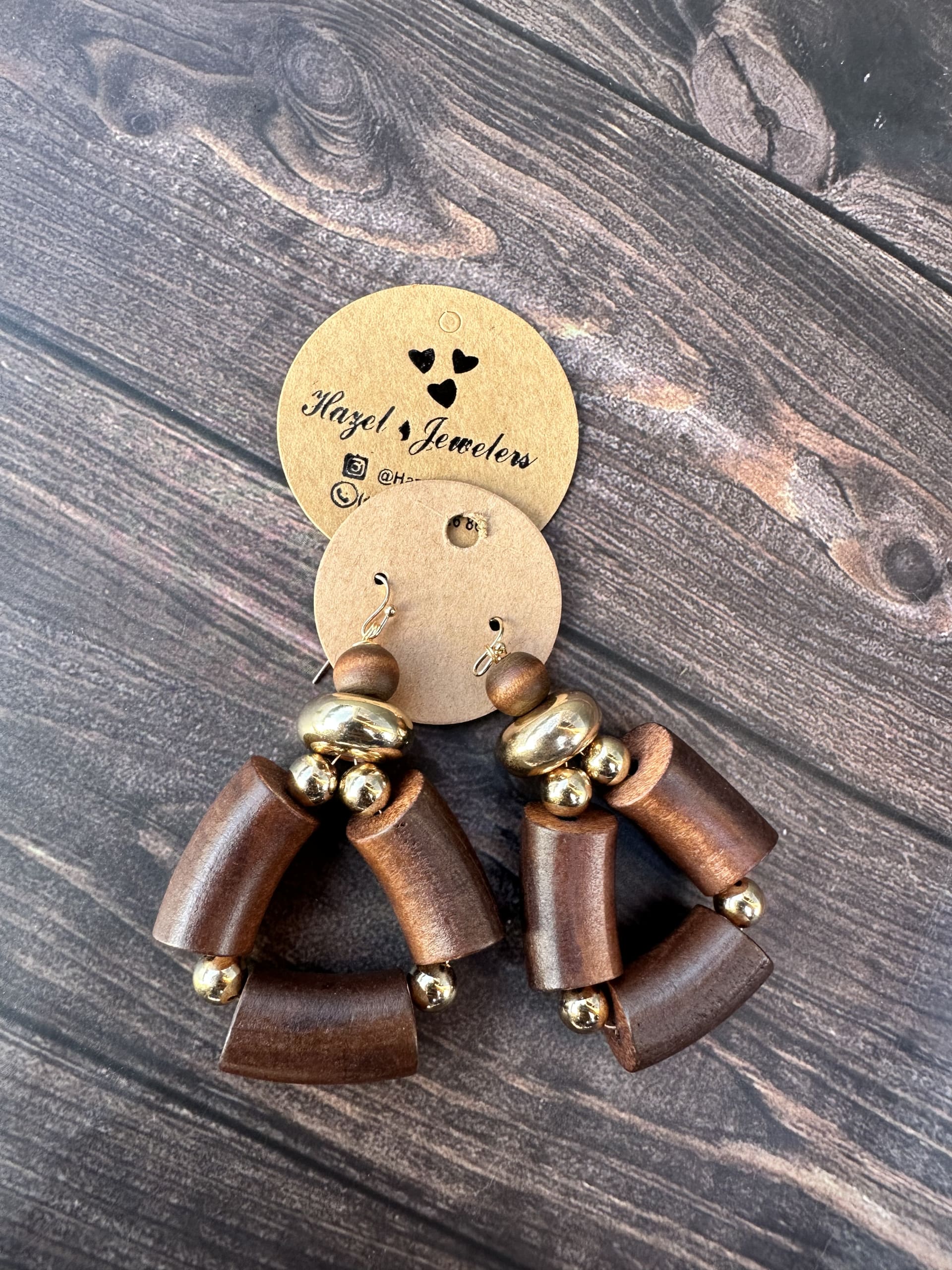 Mixed Wooden and Bead Earrings