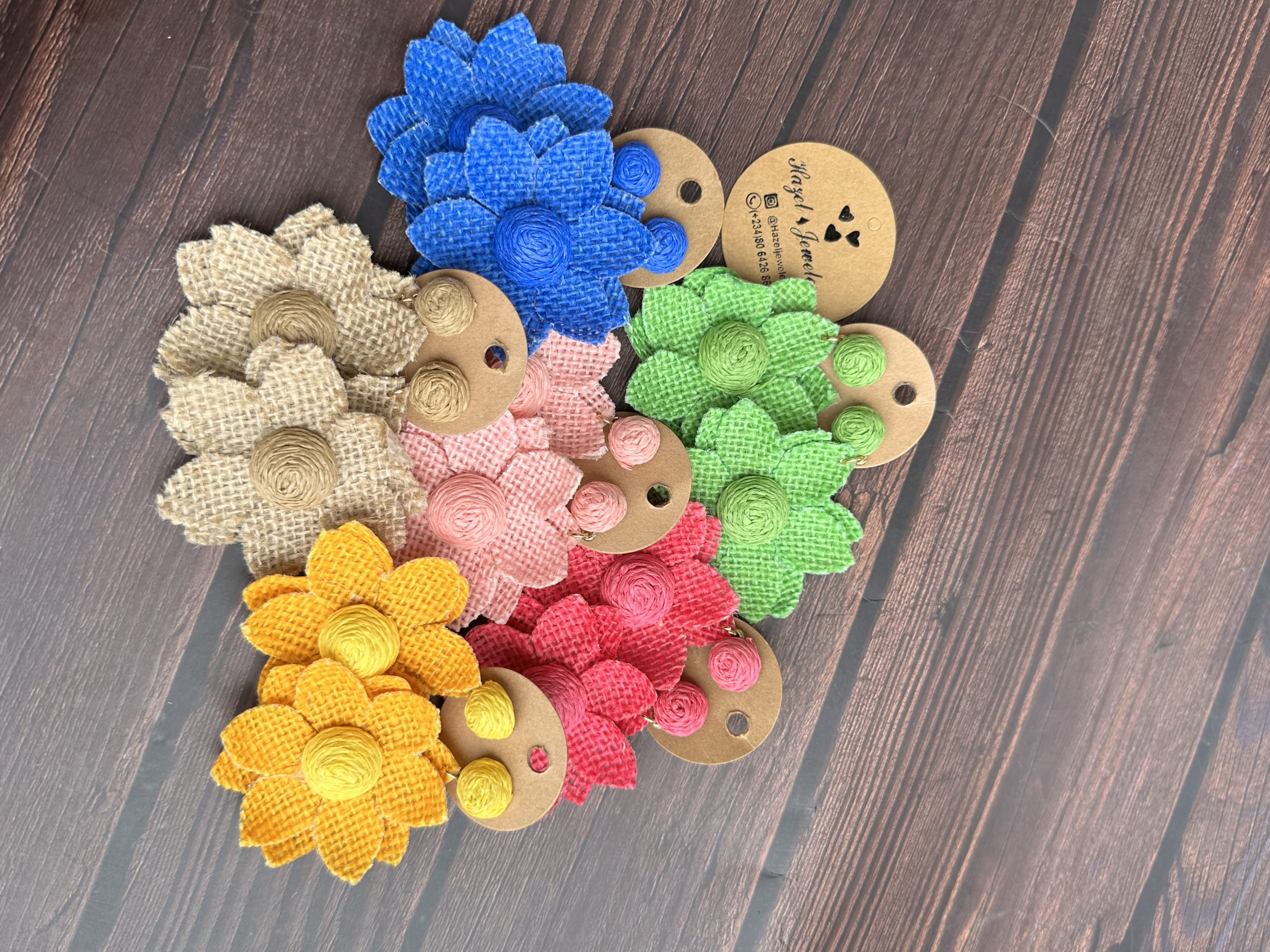 Woven Raffia Round Stud Earrings