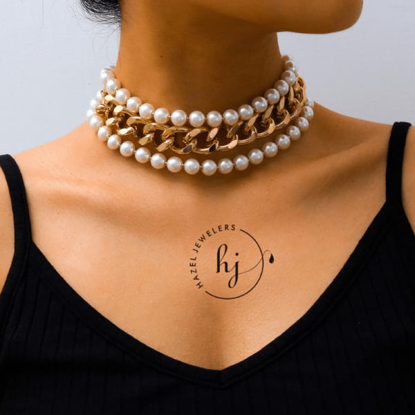 Simulated Pearl Choker Necklace
