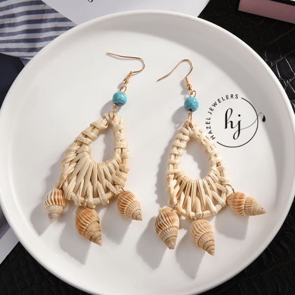 Rattan Seashell Earrings - Image 2