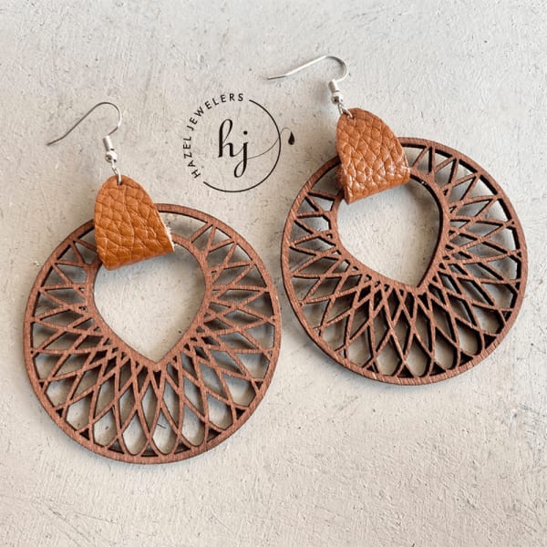 Laser Cut Wooden Boho Earrings - Image 3