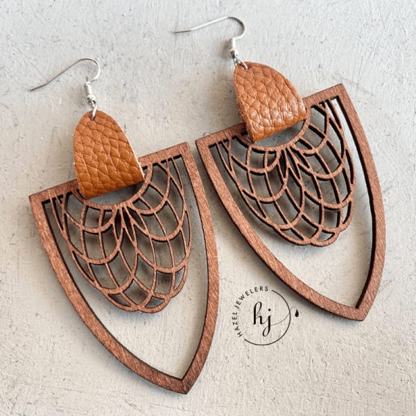 Laser Cut Wooden Boho Earrings - Image 2