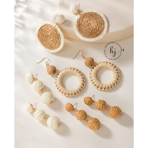Straw Dangle Earrings