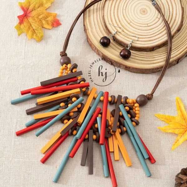 Multicolor Wooden Jewelry Set