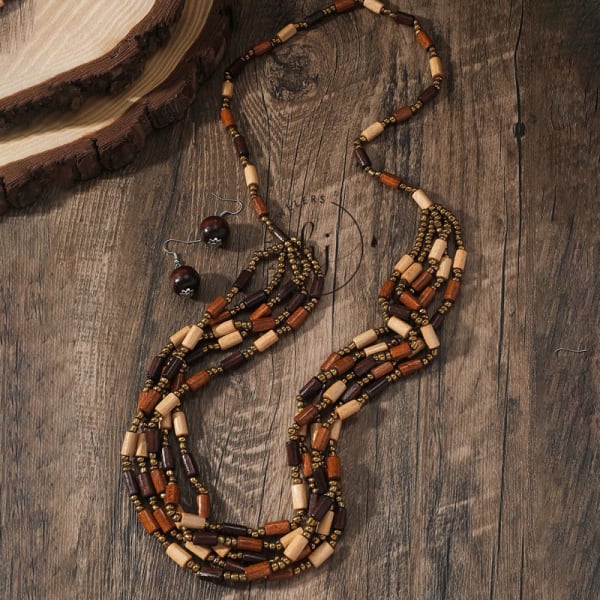 Multicolor Wooden Jewelry Set