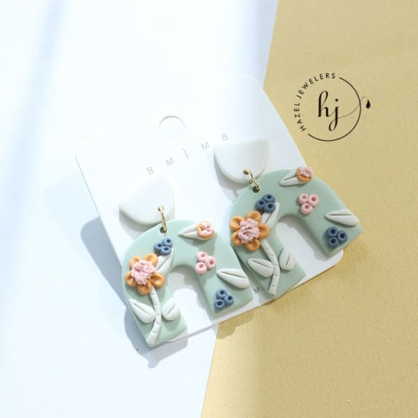 Polymer Clay Floral  Earrings - Image 3