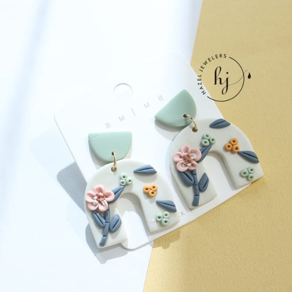 Polymer Clay Floral  Earrings - Image 2