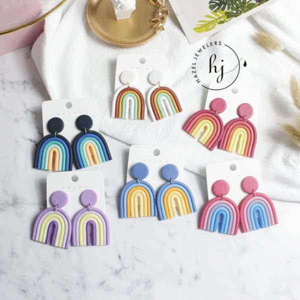 Multicolored Arch Clay Earrings