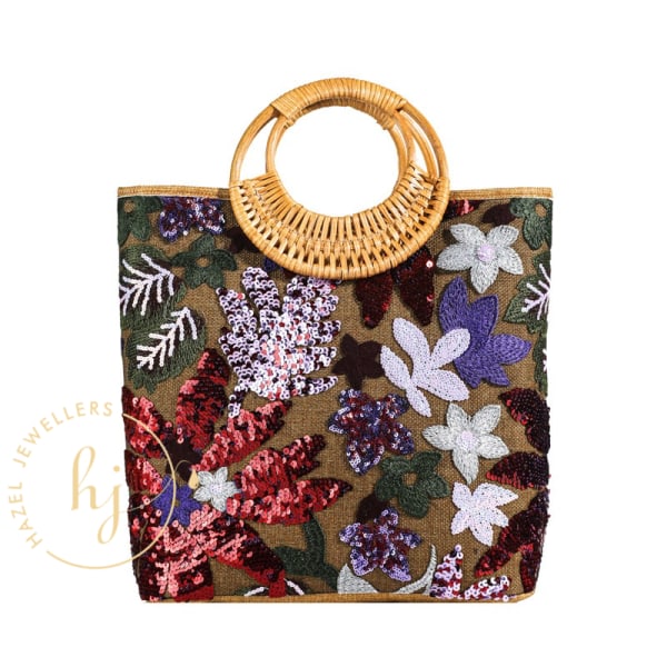 Golden Glitz Rafia Tote Bag