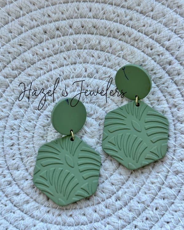 Green Polymer clay  Earring