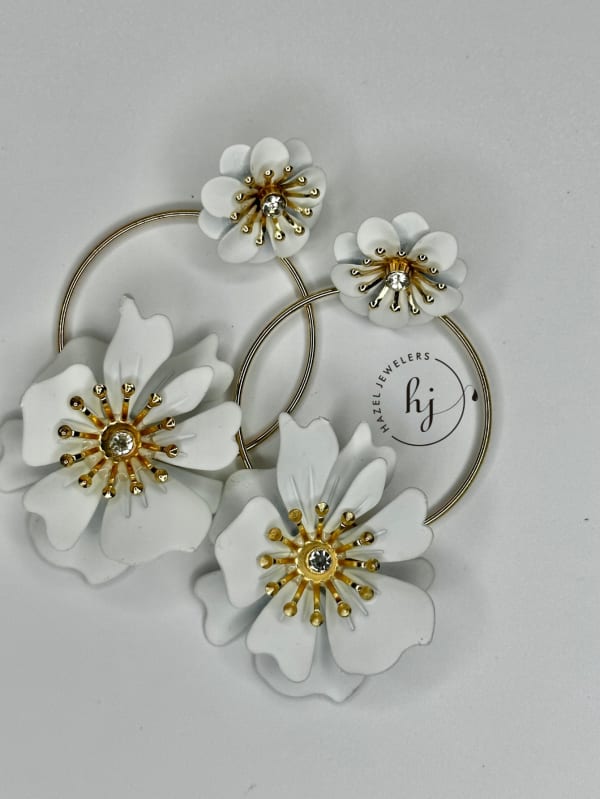 Metal Flower Earrings - Image 3