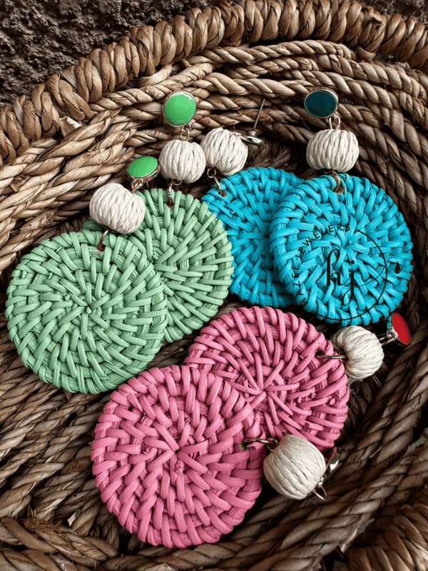 Round Rattan Earrings