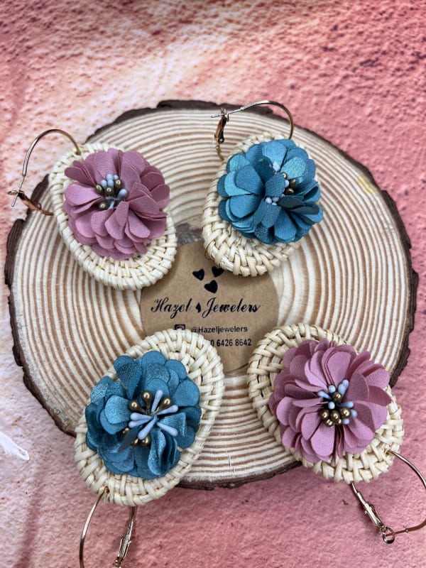 Flower Decor Rattan Earrings