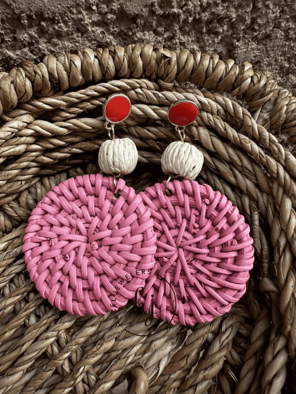 Round Rattan Earrings - Image 3
