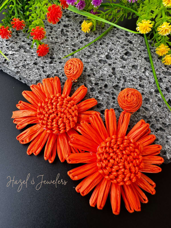 Colorful Woven Straw Earrings - Image 3