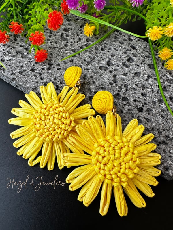 Colorful Woven Straw Earrings - Image 2