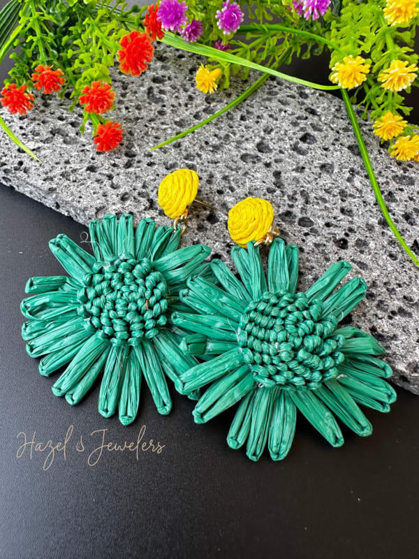 Colorful Woven Straw Earrings - Image 4