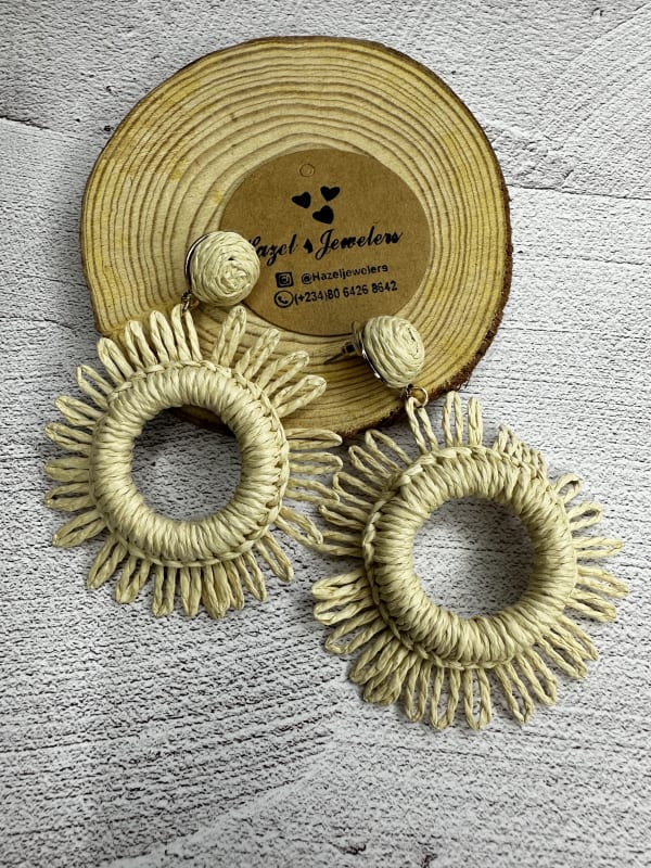 Hollow Dandelion Style Woven Earrings - Image 2