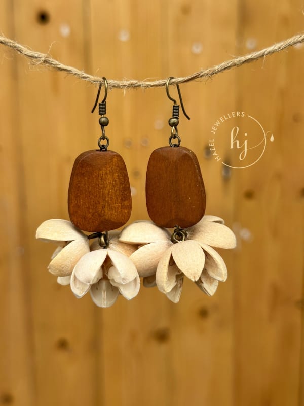 Petal Drop Wood Earrings