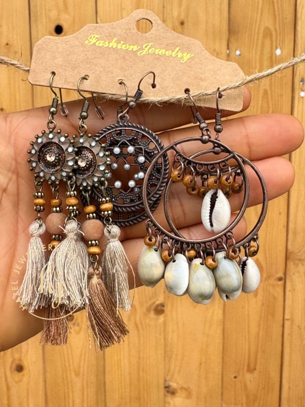 Set of 3 Boho Earrings