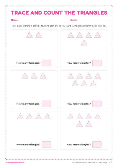 Trace and count the triangles (2 to 7), page 1 preview