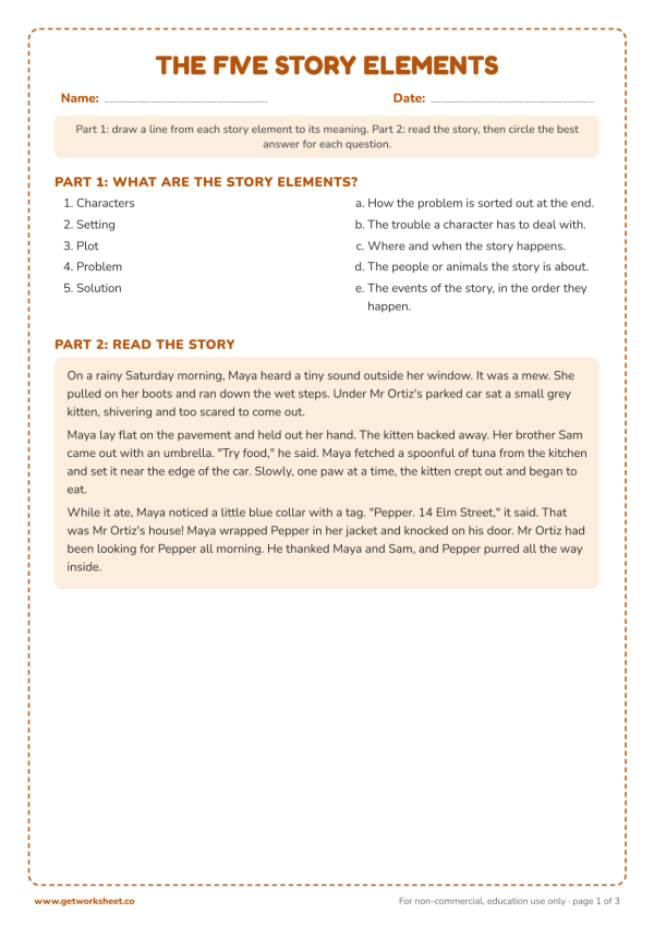 Free story elements worksheets – free printable worksheets preview
