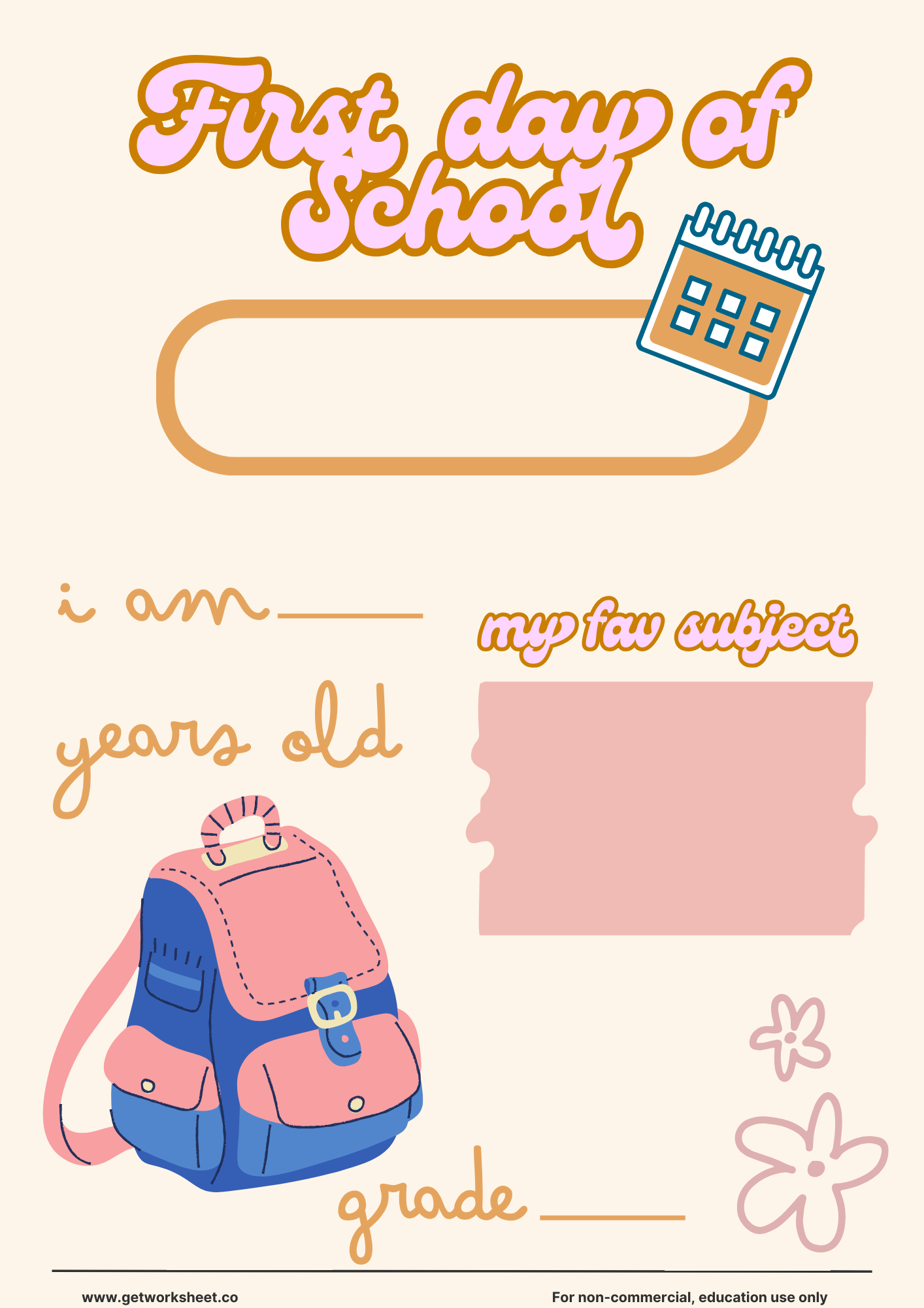 First day of school sign printable 1