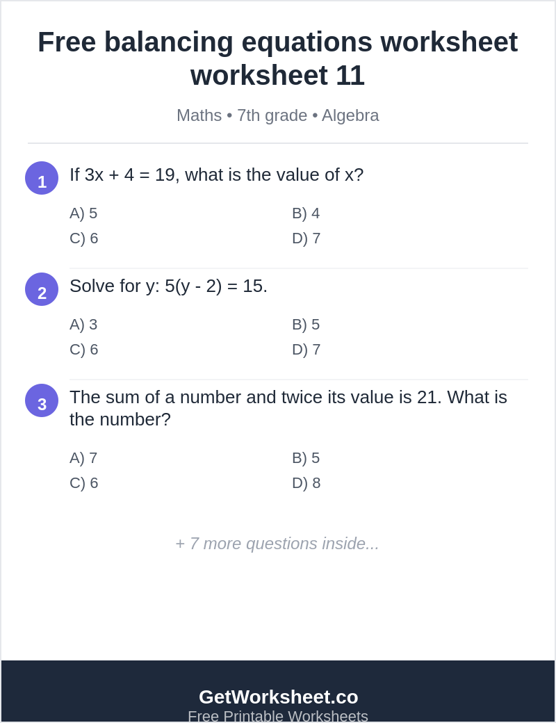 Free balancing equations worksheet worksheet 11