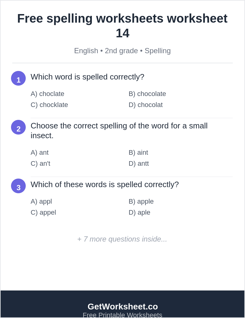 Free spelling worksheets worksheet 14