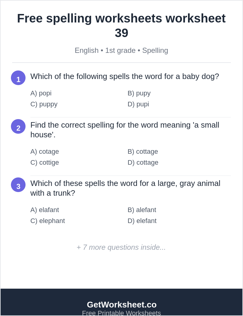 Free spelling worksheets worksheet 39