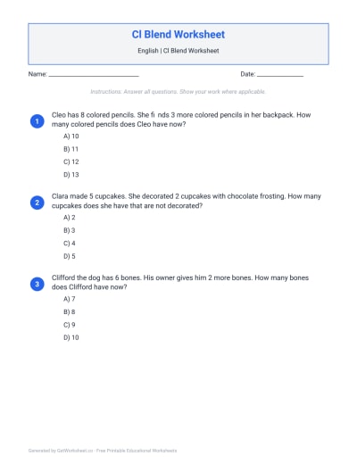Cl Blend Worksheet