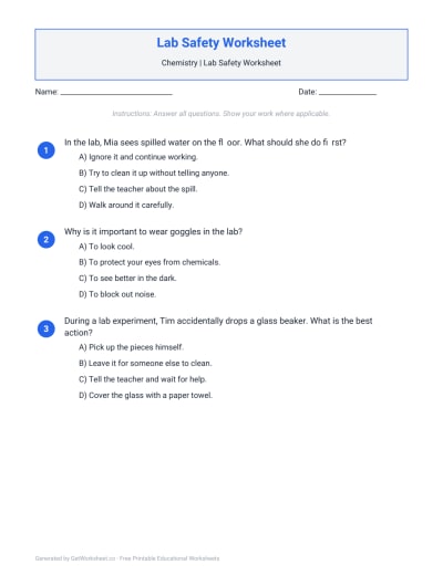 Lab Safety Worksheet