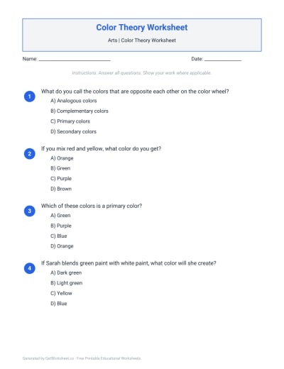 Color Theory Worksheets