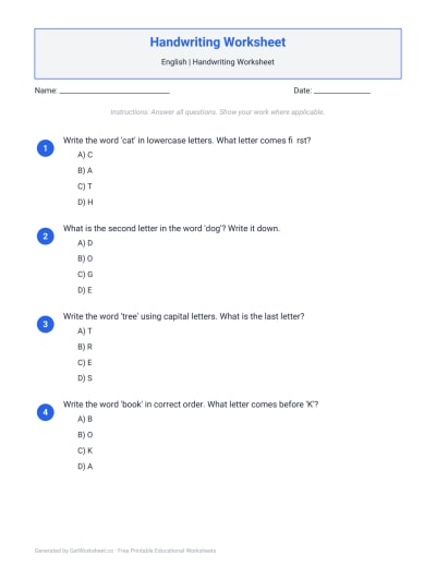 Handwriting Worksheet