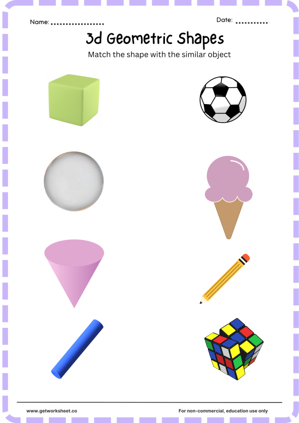 Free 3D shapes worksheets – free printable worksheets preview