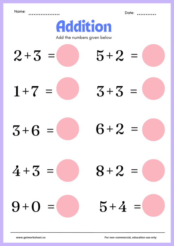 Free addition worksheets – free printable worksheets preview